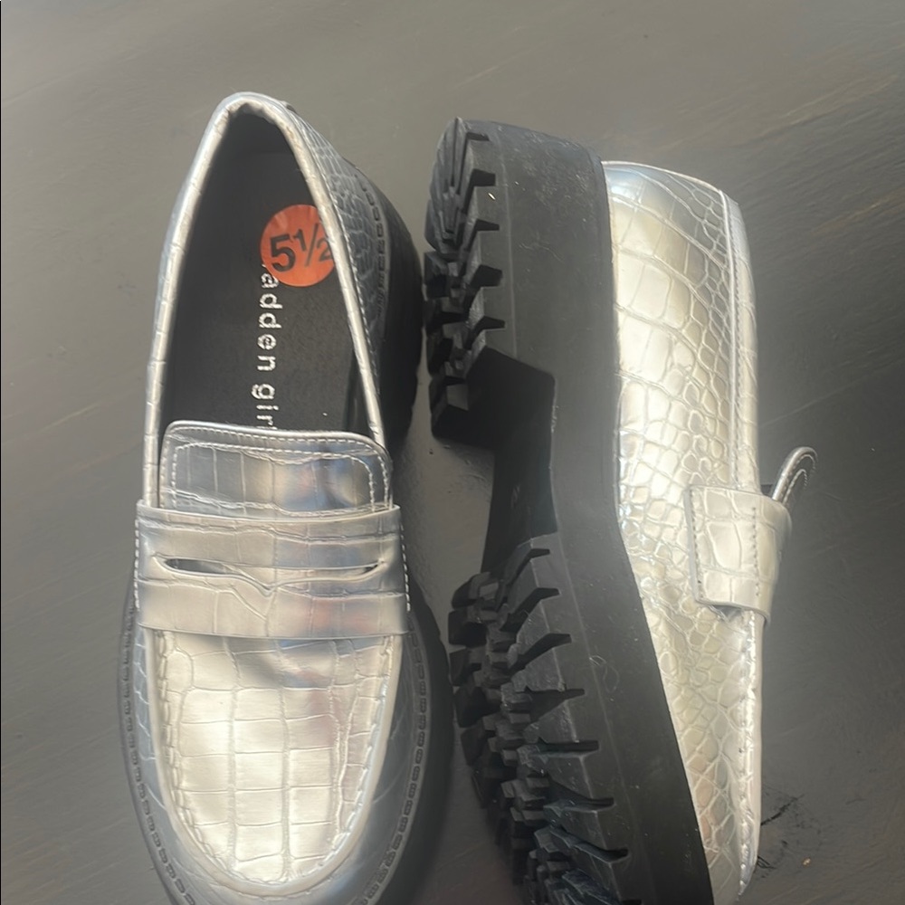 Madden Girl Lug Silver Loafer